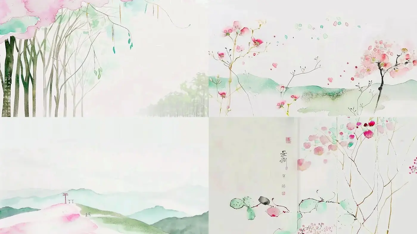 Delicate Watercolor Aesthetics with a Nature Theme - Midjourney sref style