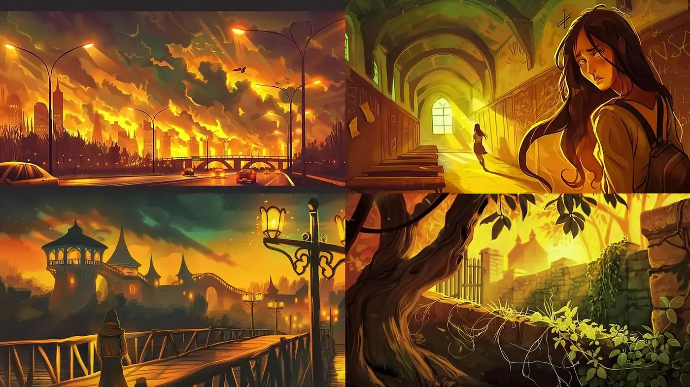 Cinematic Illustrations with a Warm, Dreamy Atmosphere - Midjourney sref style