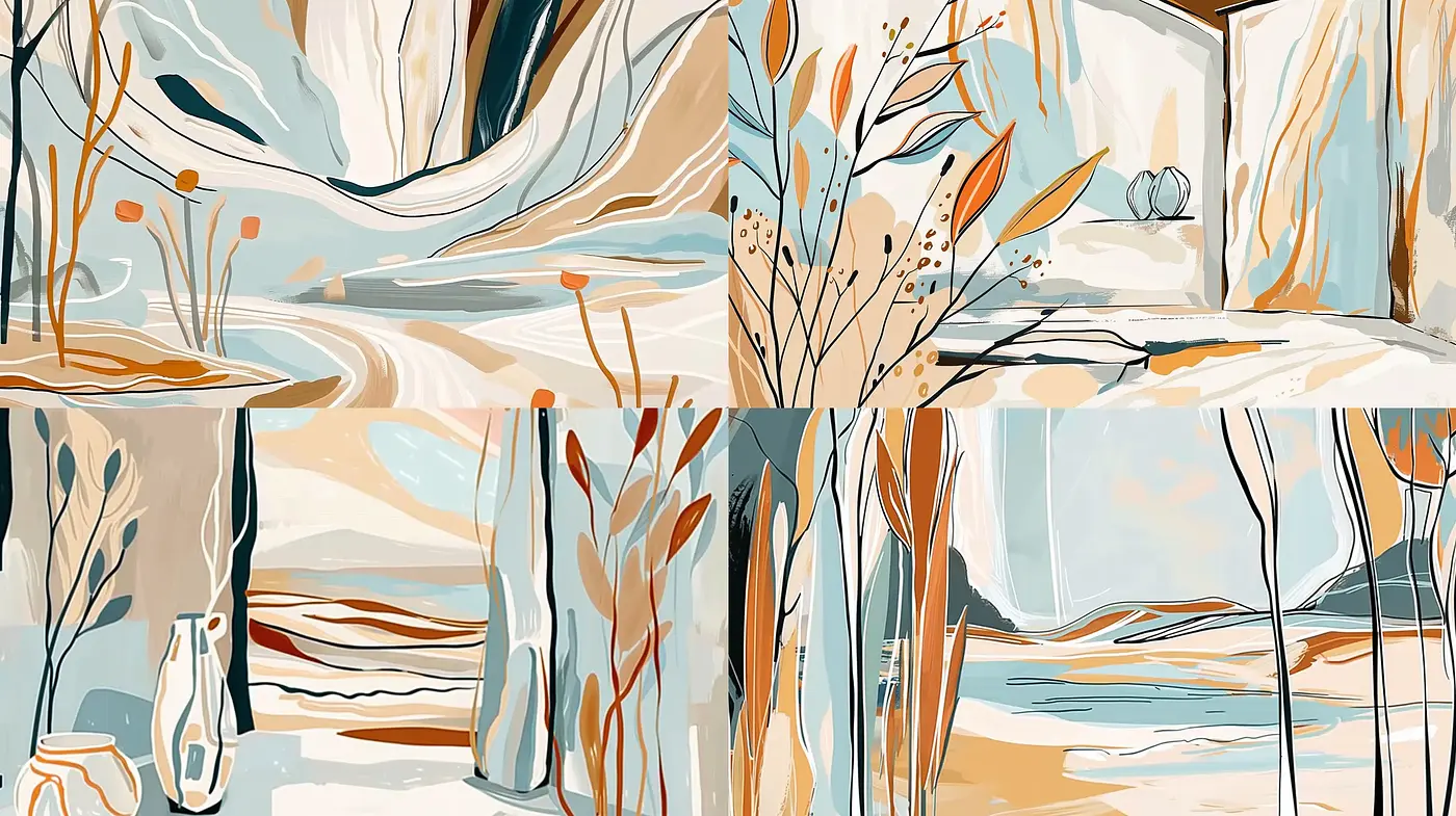 Abstract Earth Tones Flow in Contemporary Strokes - Midjourney sref style