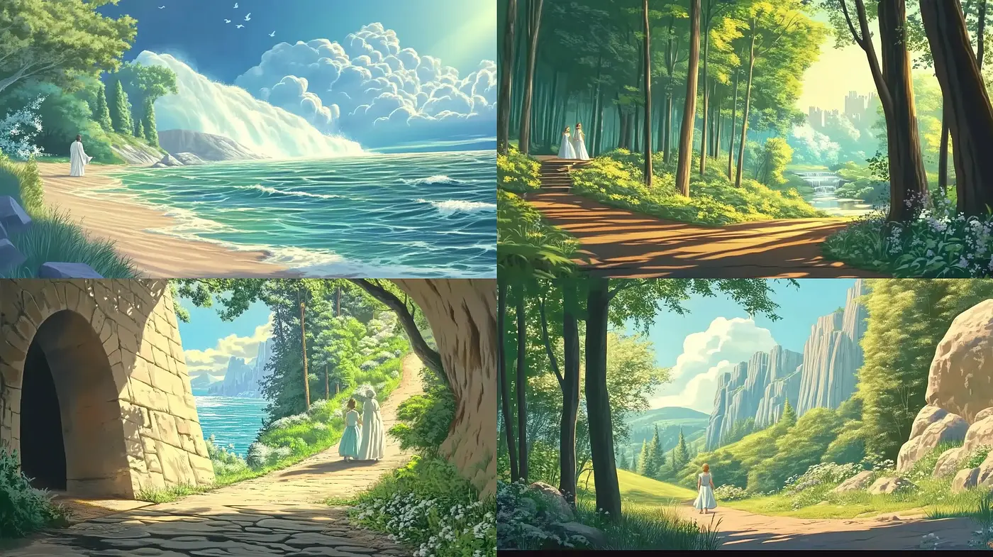 Serene Pastoral Vistas: A Harmonious Blend of Light and Nature in Digital Brushwork - Midjourney sref style