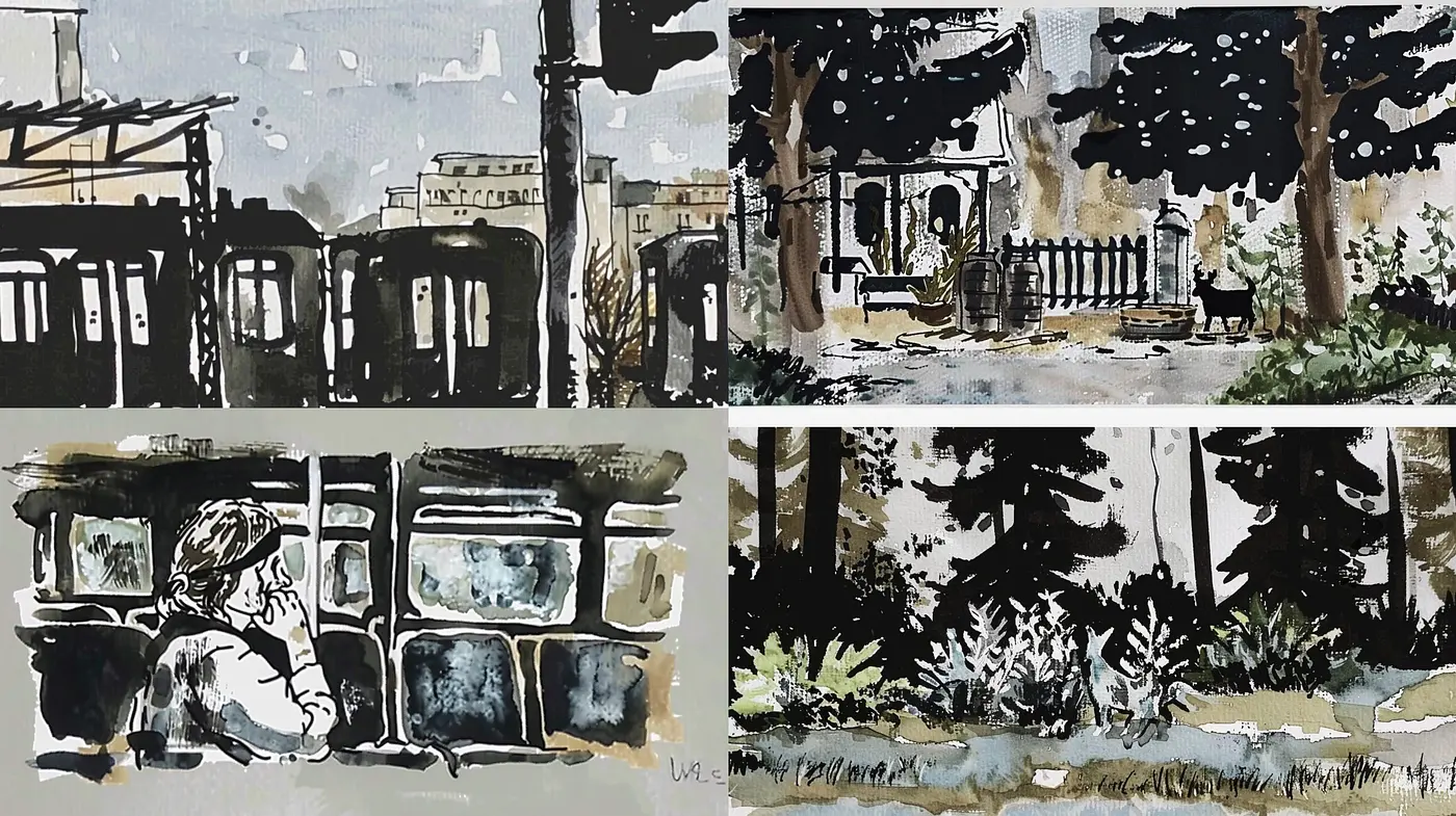 Monochromatic Nuances of Expressionism in Evocative Landscapes - Midjourney sref style