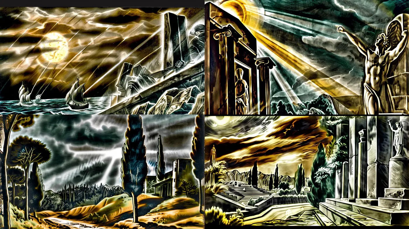 Mystical Nocturne in Monochrome: A Visual Symphony of Surrealist Dreamscapes - Midjourney sref style