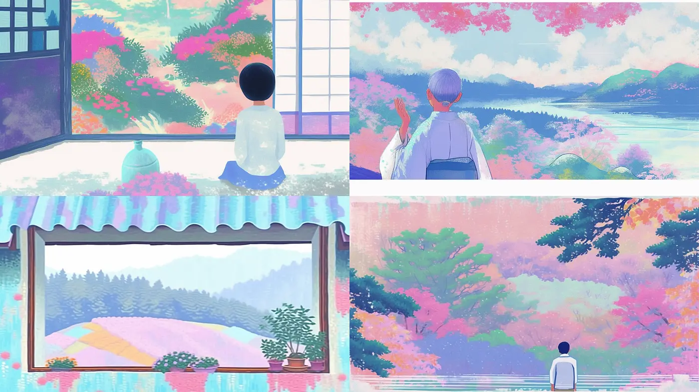Serene Pastel Panorama: A Tranquil Dive into Dreamy Scenic Portraits - Midjourney sref style