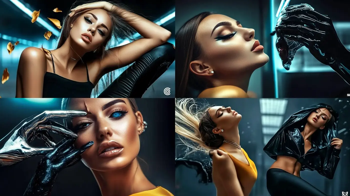 Futuristic Noir Elegance with Ethereal Glow - Midjourney sref style