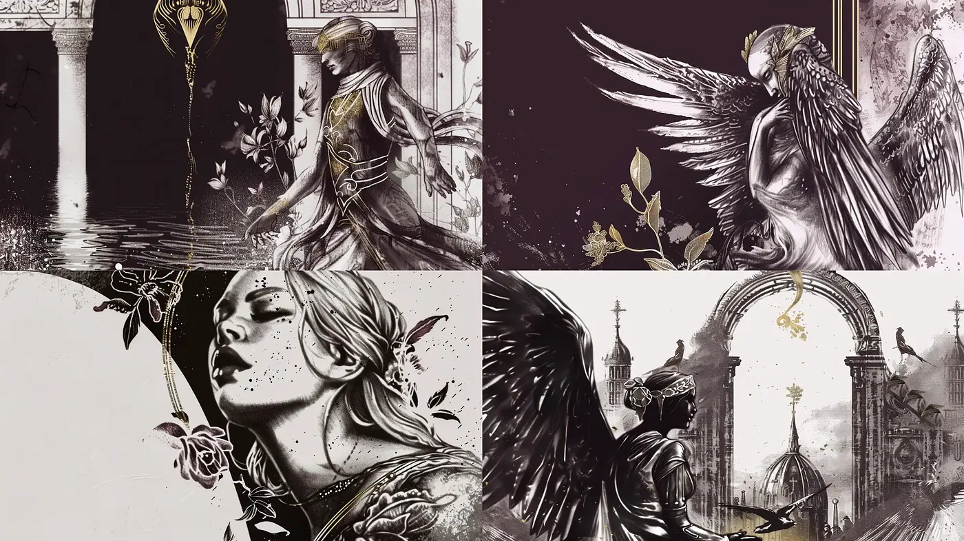 Melancholic Sepia Dreams: A Fusion of Gothic Elegance and Graphic Novel Artistry - Midjourney sref style
