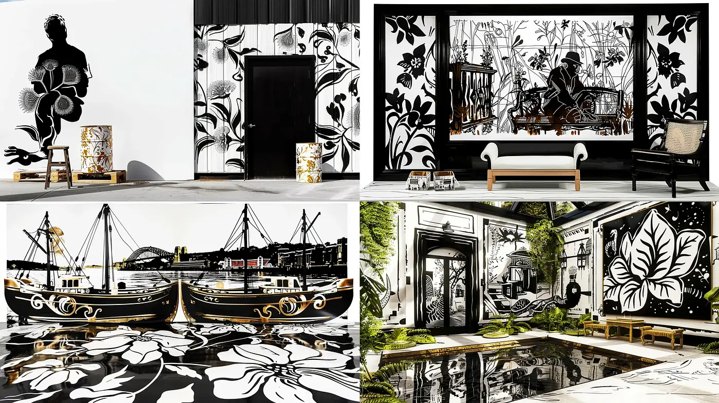 Monochromatic Botanical Elegance in Contemporary Settings - Midjourney sref style