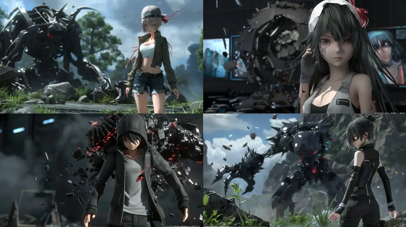 Futuristic Anime-Inspired Mecha Style with a Muted Nature-Integrated Color Palette - Midjourney sref style