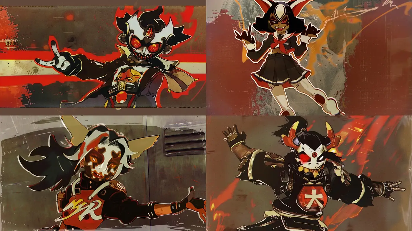 Dynamic Anime-Influenced Energetic Art Style with Graffiti Elements - Midjourney sref style