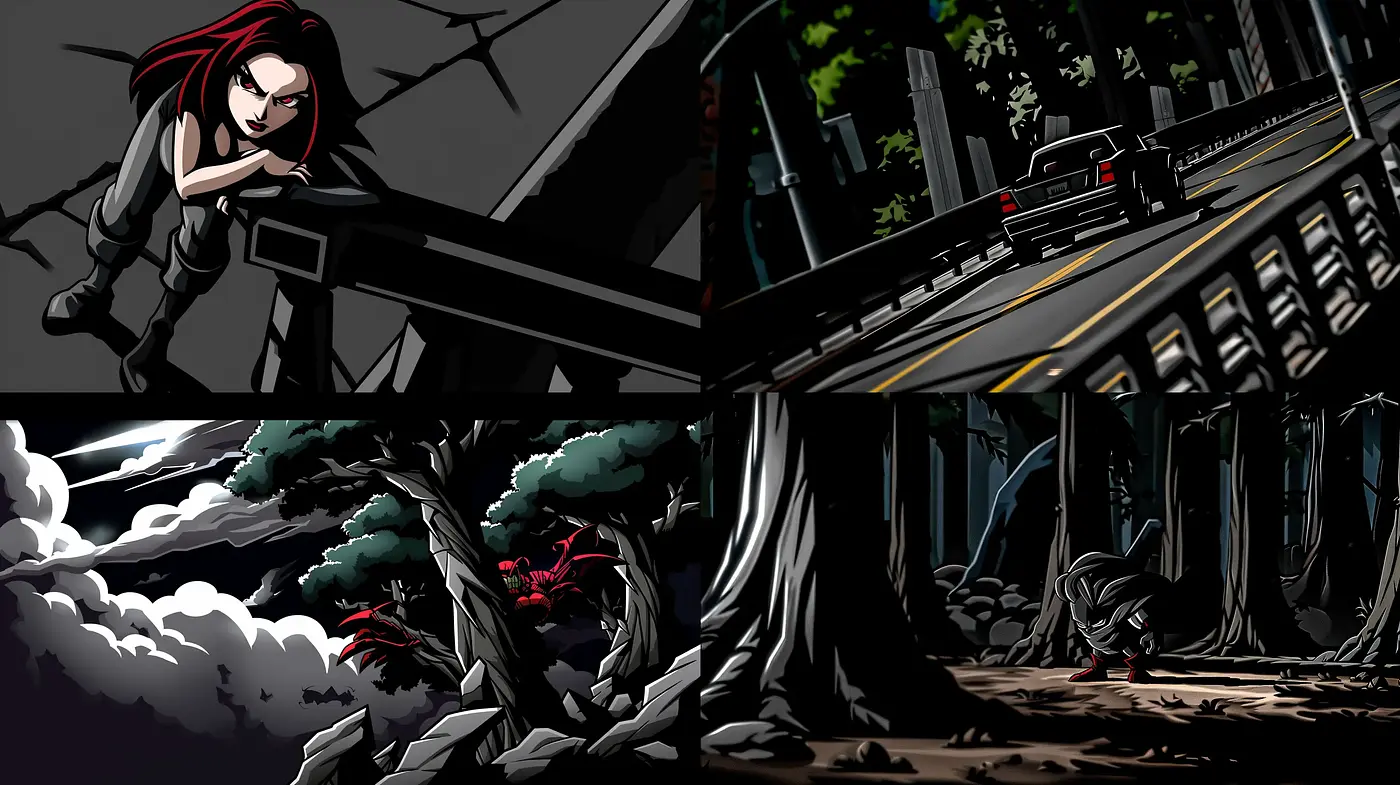 Nocturnal Animation Elegance: A Comic Book Homage with Surreal Overtones - Midjourney sref style