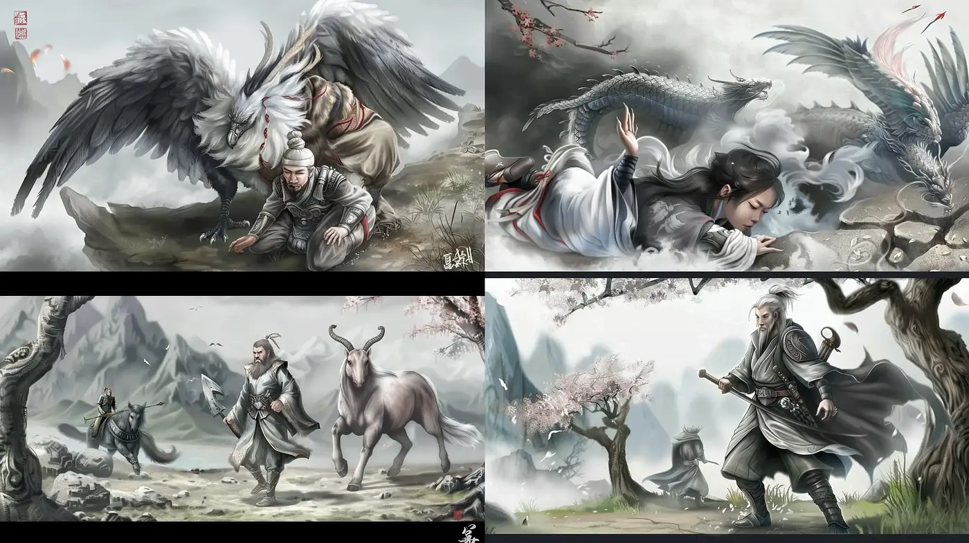 Ethereal Fantasy Evocations with Eastern Mythical Undertones - Midjourney sref style