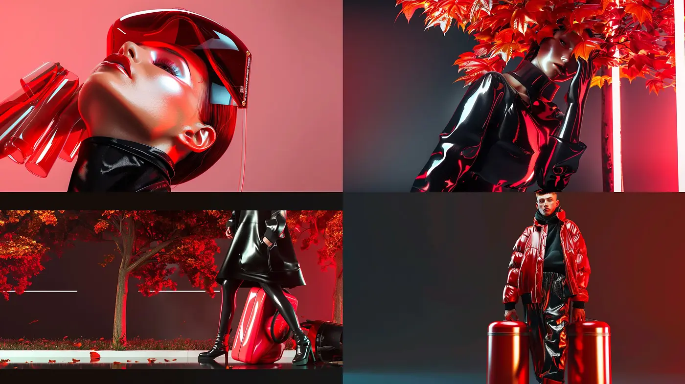 Sleek Futuristic Vision in Scarlet Shades - Midjourney sref style