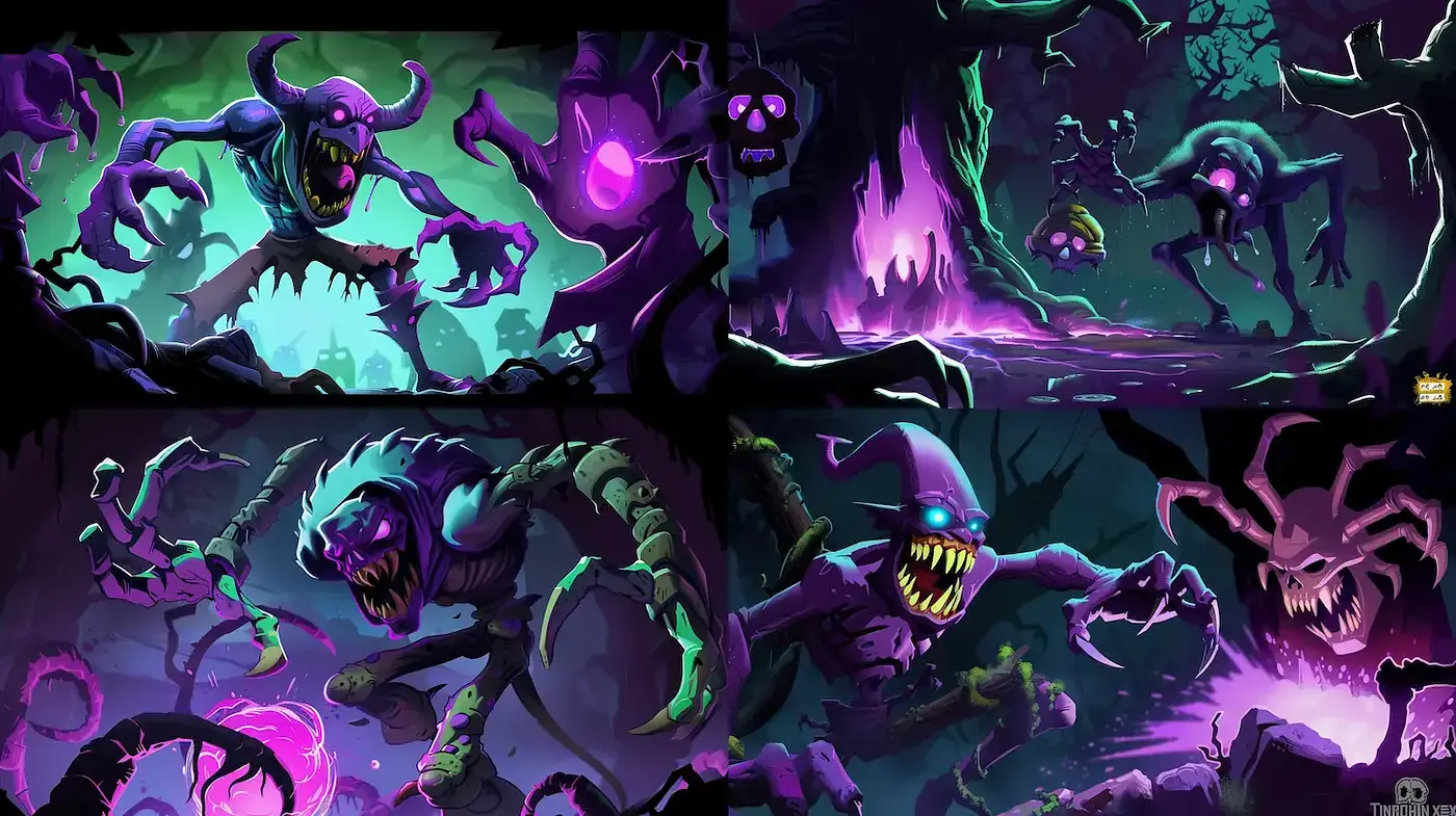 Ethereal Nightmare: A Fusion of Vibrant Spectral Hues in Fantastical Horrorscape - Midjourney sref style