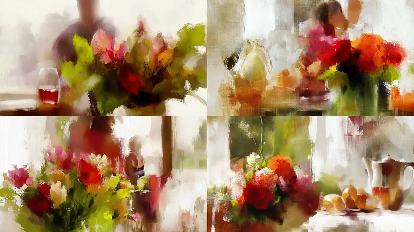 Whimsical Brushstrokes and Vivid Botanical Hues - Midjourney sref style