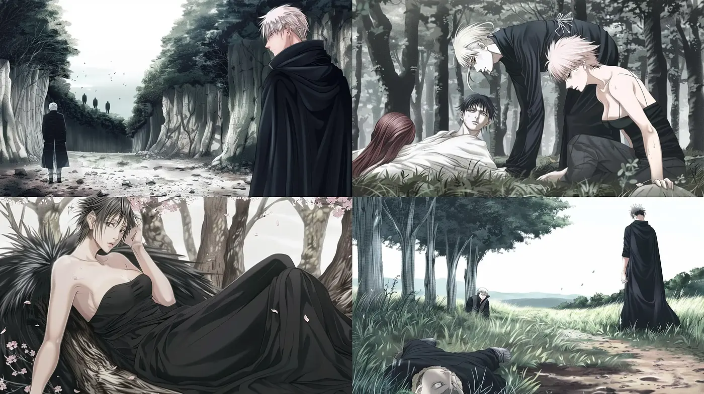 Ethereal Monochrome Manga Illustrations with Pastel Emphasis - Midjourney sref style