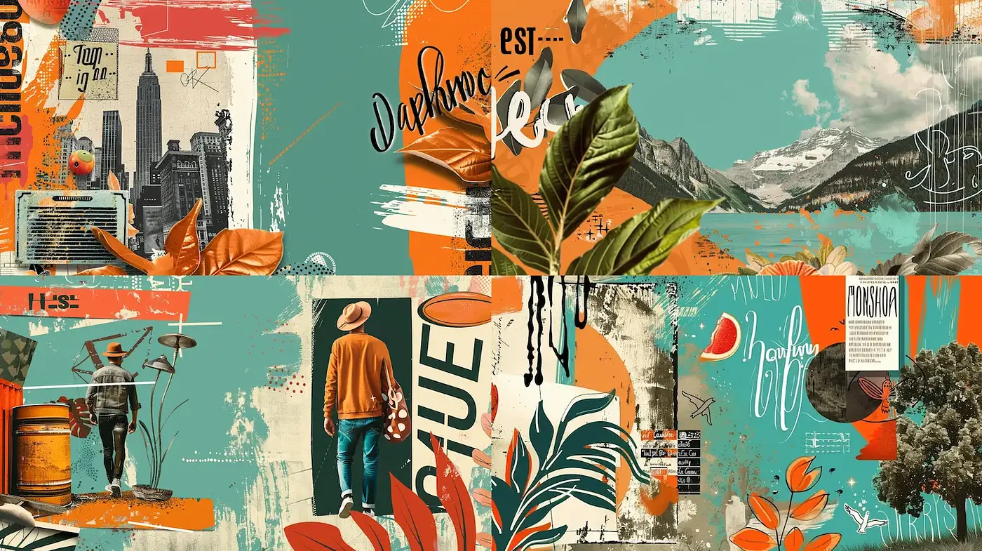 Vibrant and Eclectic Modern Collage with Vintage Touches - Midjourney sref style