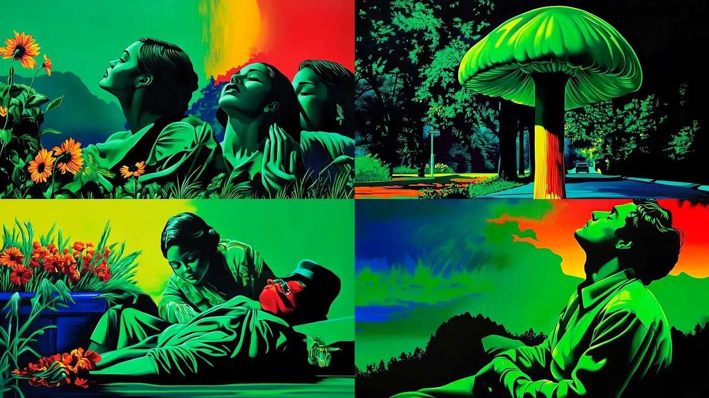 Luminous Pop Art Fusion with Vibrant Surreal Overtones - Midjourney sref style