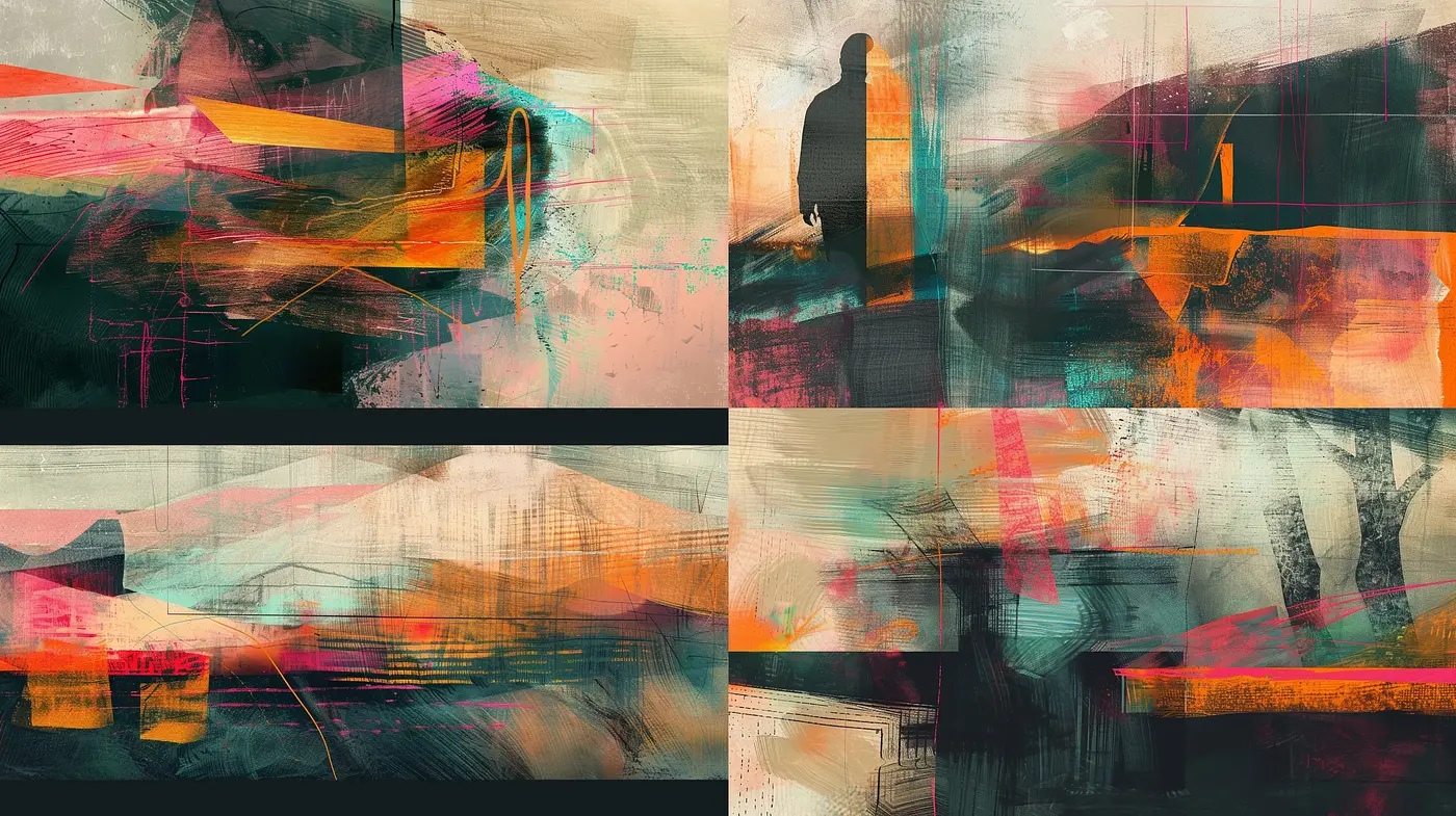 Abstract Synthesis of Geometric Forms and Textural Impressions - Midjourney sref style