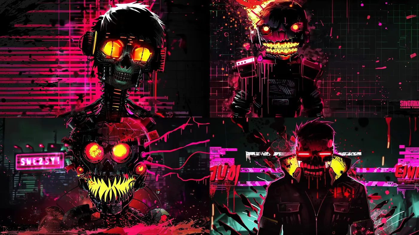 Neon Cyberpunk Portraits: A Synthesis of Glitch Art and Retrofuturism - Midjourney sref style