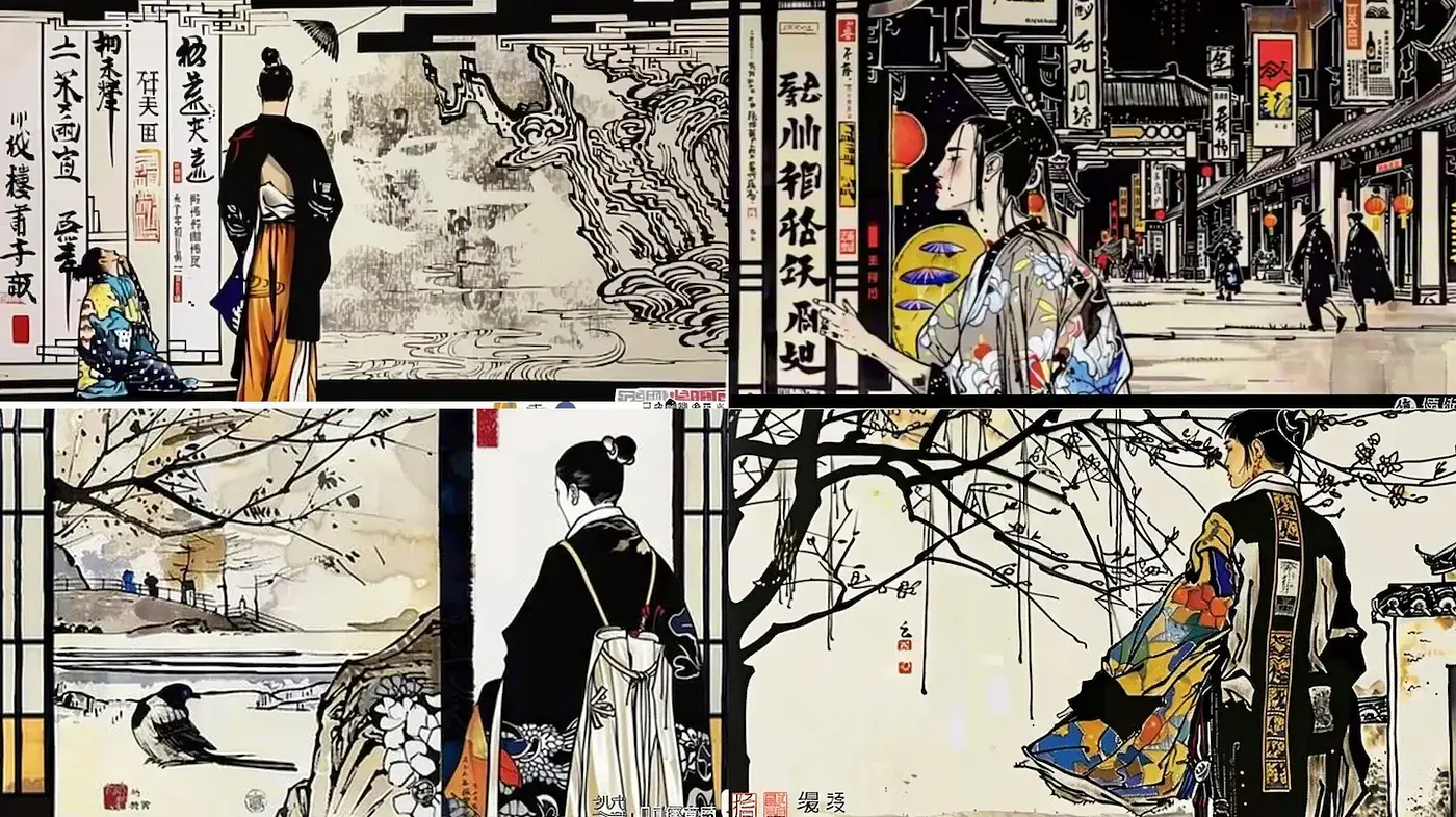 Elegant and Traditional Japanese Art with Modern Interpretations - Midjourney sref style
