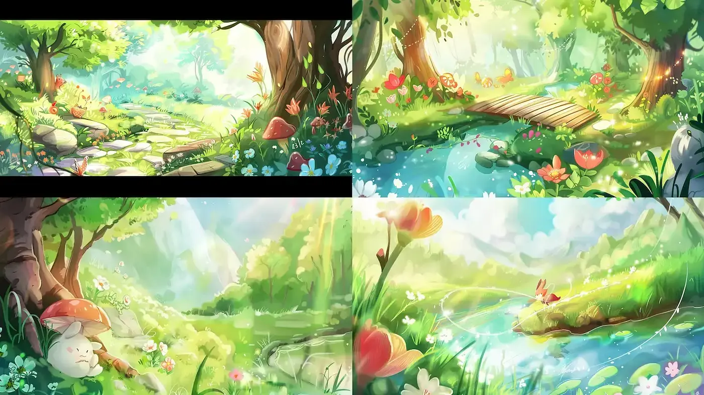 Enchanting Forest Serenity with Whimsical Light Play - Midjourney sref style