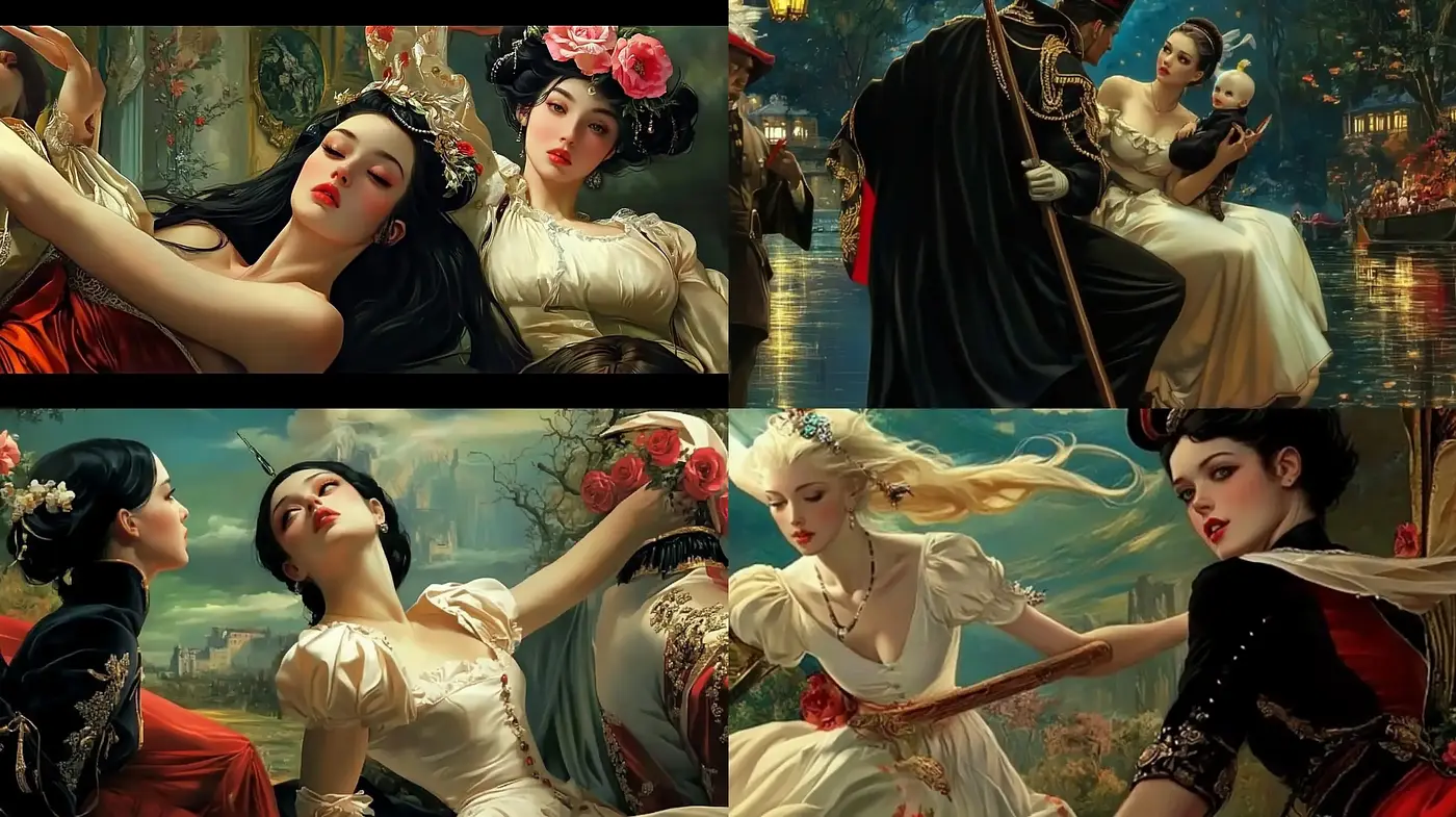 Romantic and Fantastical Fusion in Neo-Renaissance Hues - Midjourney sref style