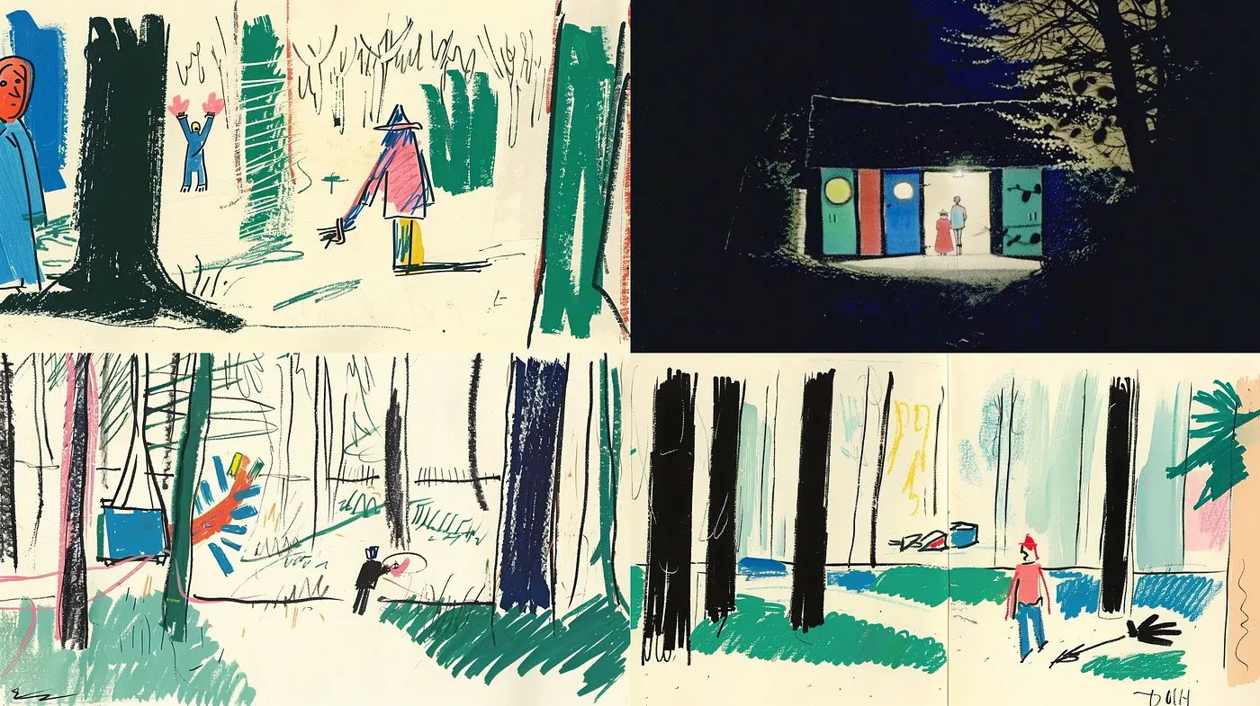 Whimsical Forests and Figures in Expressive Brushstrokes - Midjourney sref style