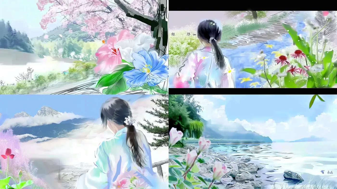 Ethereal Watercolor Dreamscape with Asian Artistry Influence - Midjourney sref style