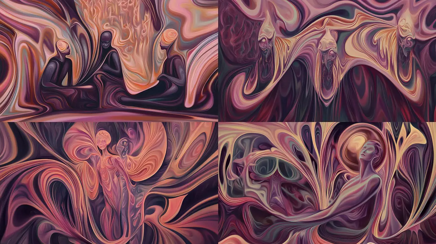 Surreal Swirling Whorls of Dreamlike Symphony - Midjourney sref style