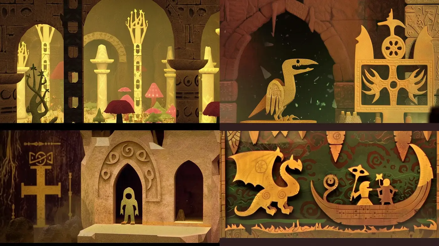 Mythological Shadows and Silhouettes Art Style - Midjourney sref style