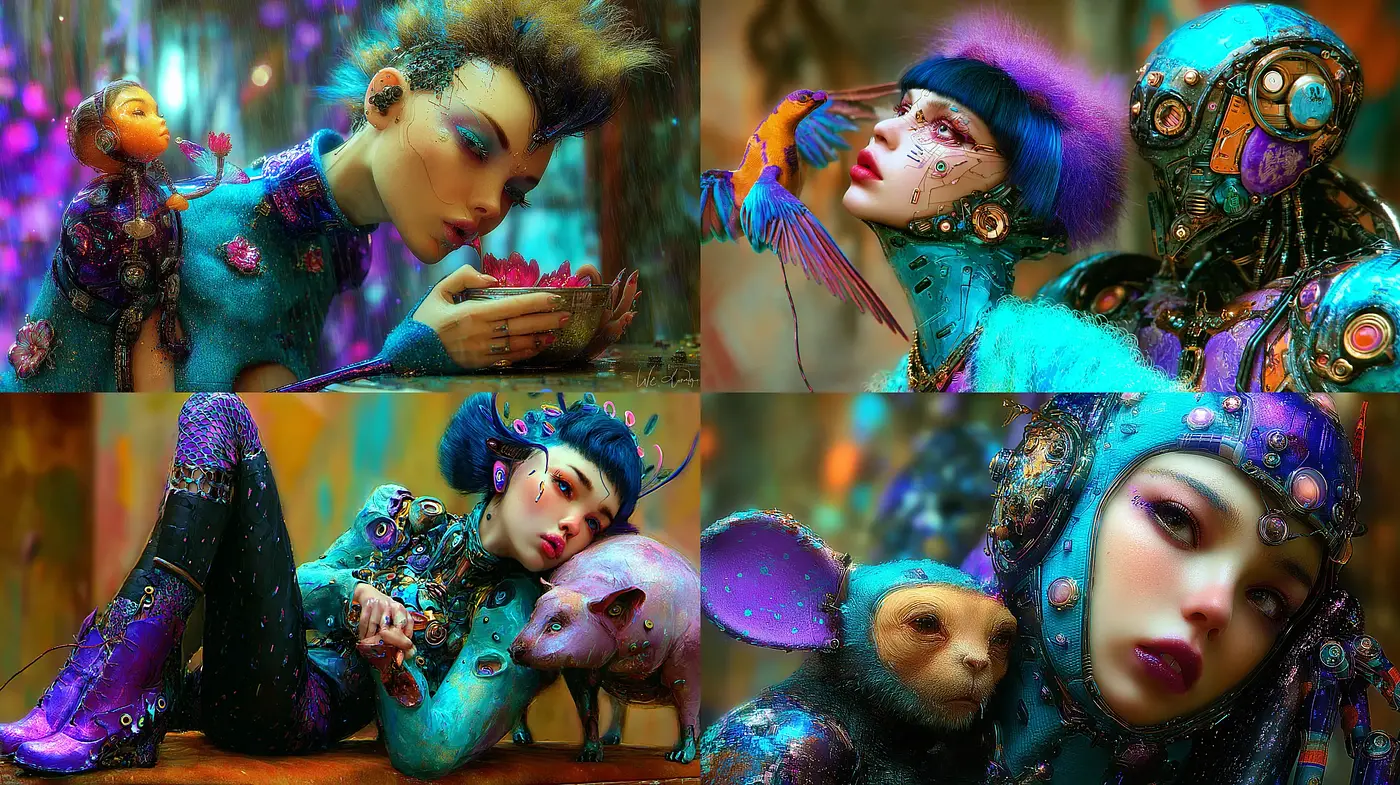 Surreal and Intricate Character Design with a Futuristic Touch - Midjourney sref style