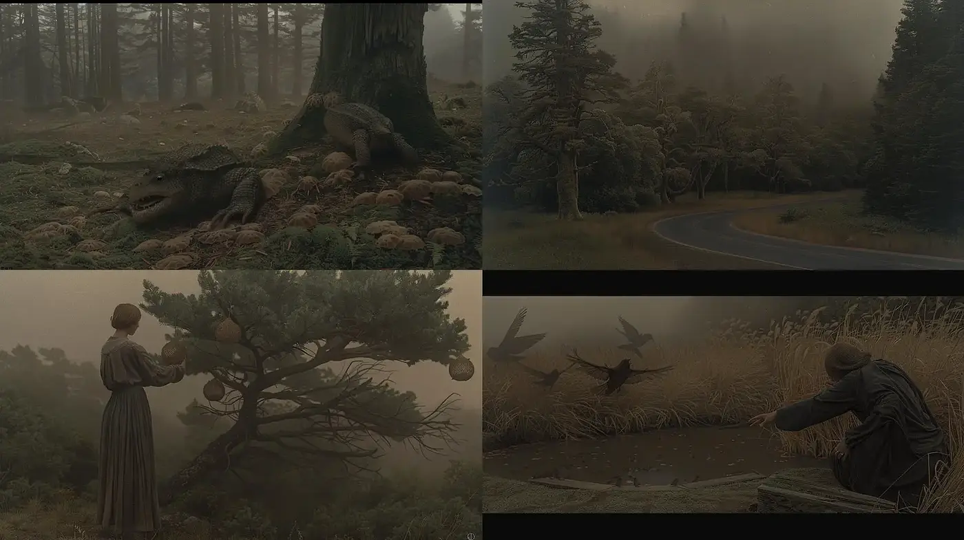 Mystical and Enigmatic Landscape Art with Fantasy Elements - Midjourney sref style