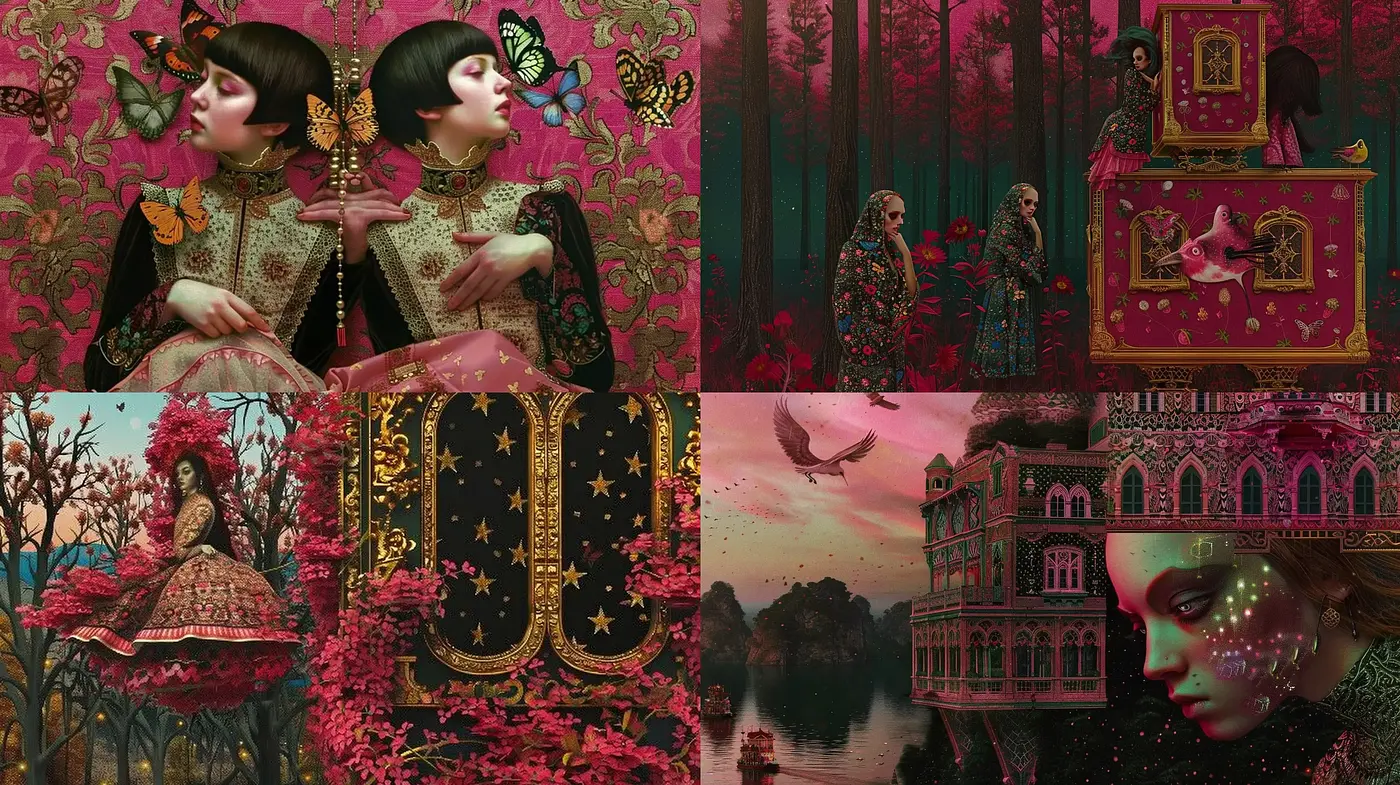 Enigmatic Fusion of Baroque Grandeur and Surreal Imagery - Midjourney sref style