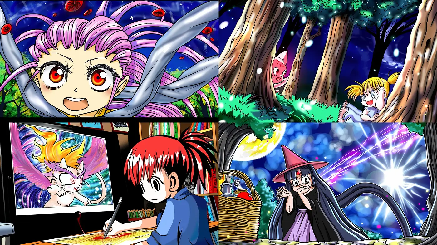 Dynamic Anime-Inspired Digital Illustrations with Vivid Colors and Expressive Character Design - Midjourney sref style