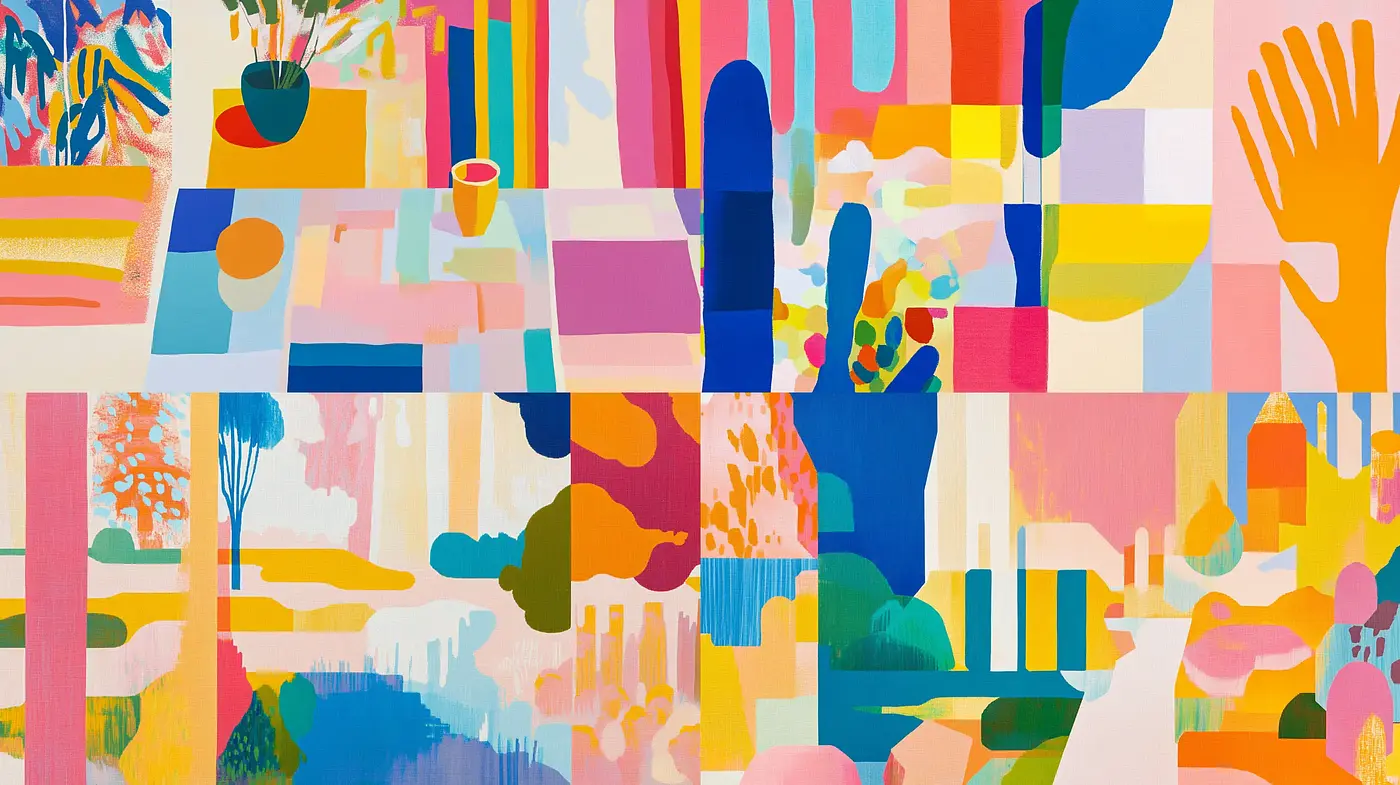 Abstract Expressionist Mosaic of Vivid Hues and Textural Symphonies - Midjourney sref style