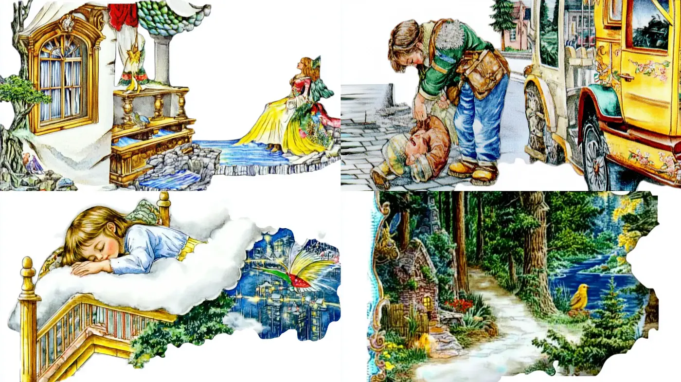 Whimsical Storybook Illustrations with Vivid Textures - Midjourney sref style