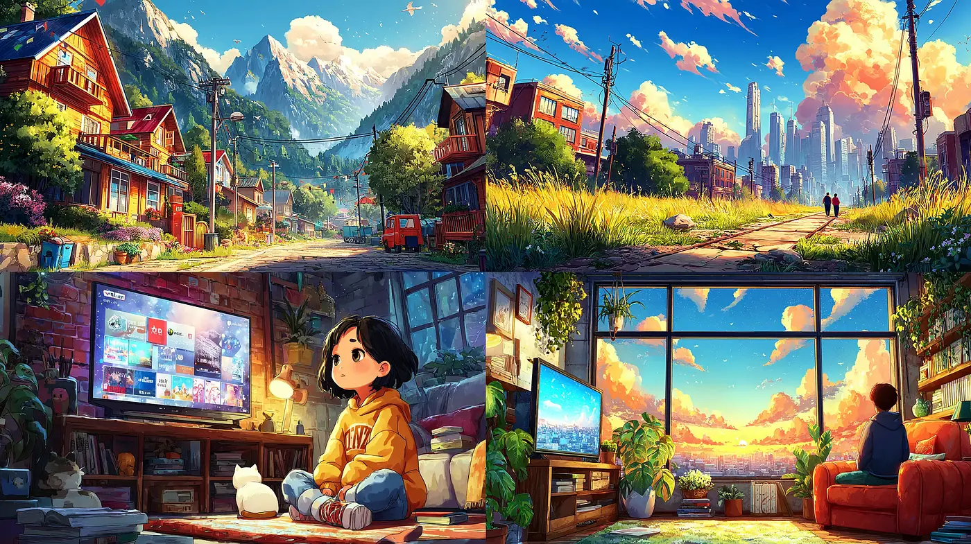 Vibrant and Whimsical Scene Composition with a Touch of Nostalgia - Midjourney sref style
