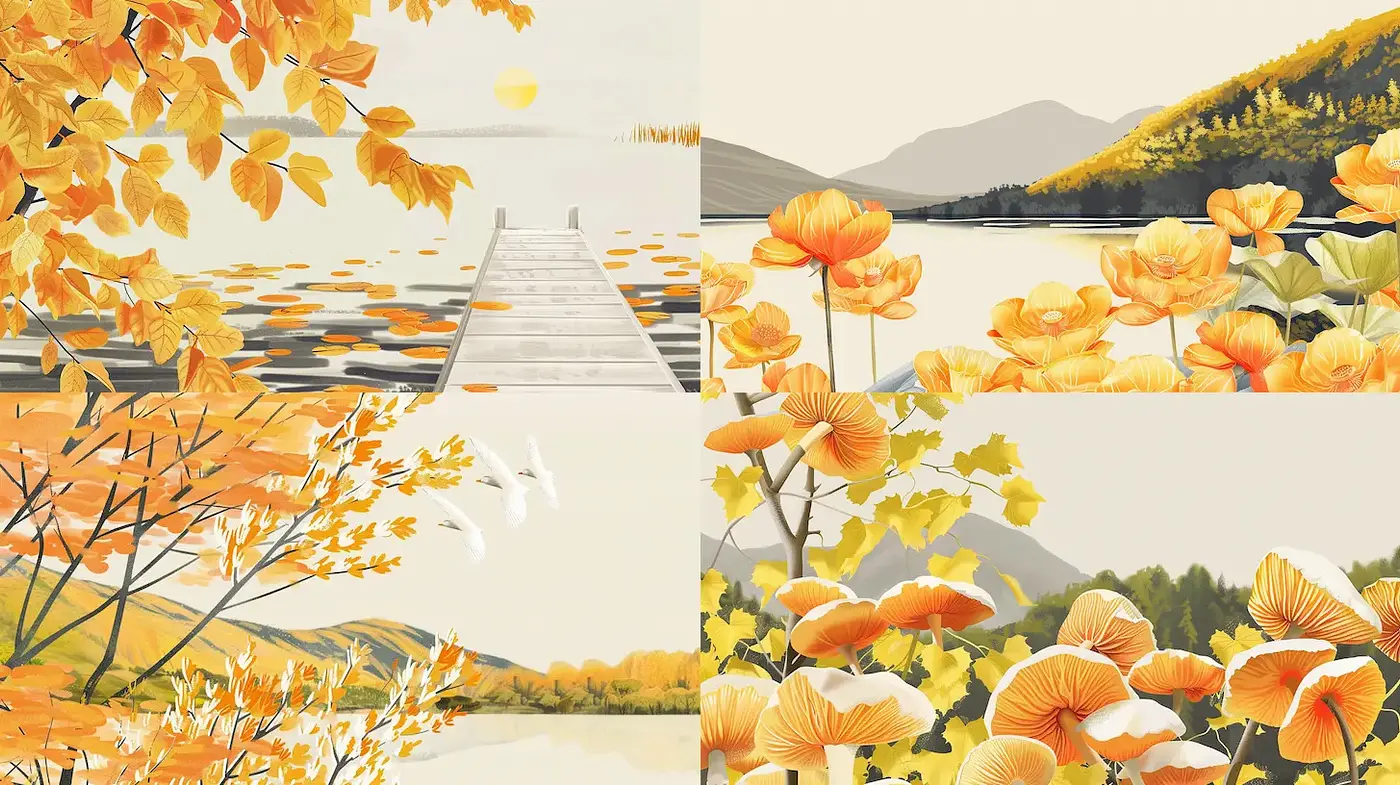 Nature's Harmony: A Captivating Fusion of Autumnal Landscapes - Midjourney sref style