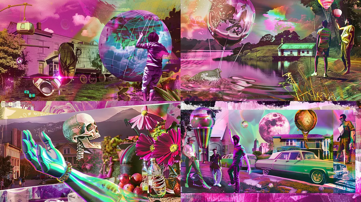 Surreal Retrofuturism with Vibrant Overtones - Midjourney sref style