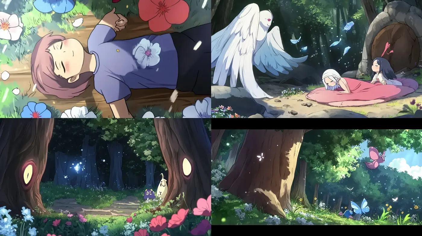 Enchanted Forest Whispers: A Harmonious Blend of Anime Elegance - Midjourney sref style