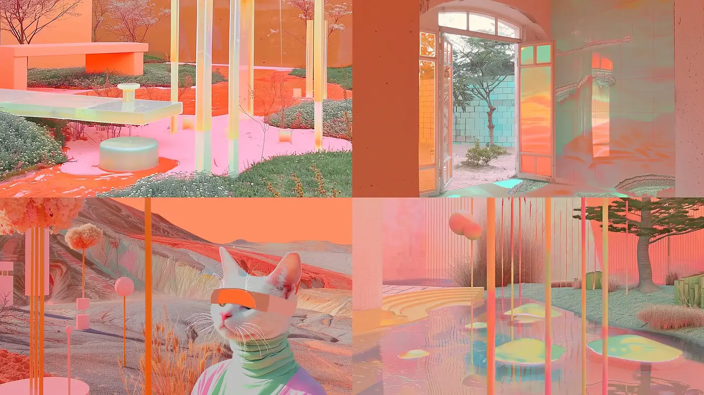 Surreal Dreamscapes in Muted Coral Hues - Midjourney sref style