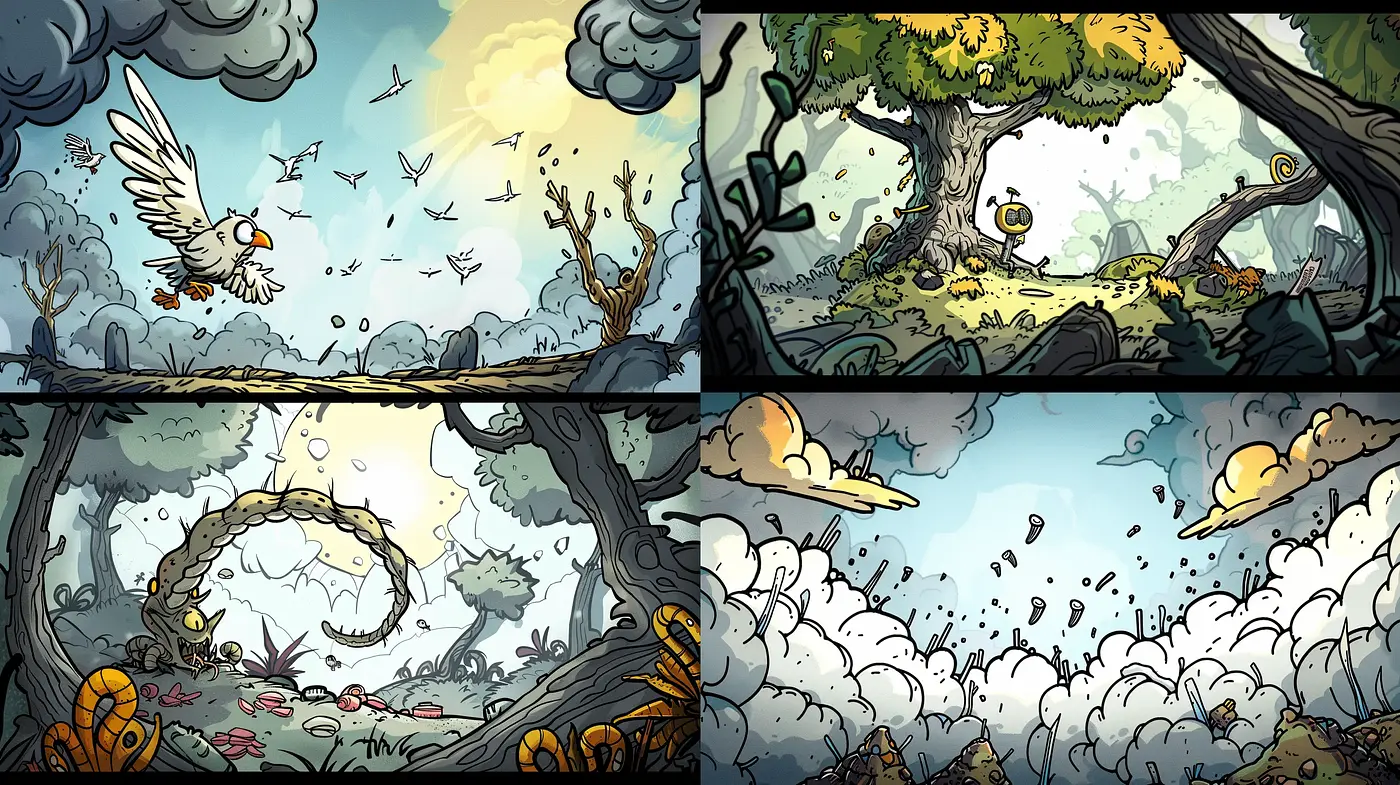 Whimsical Storybook Illustrations with a Vivid Comic Book Flair - Midjourney sref style