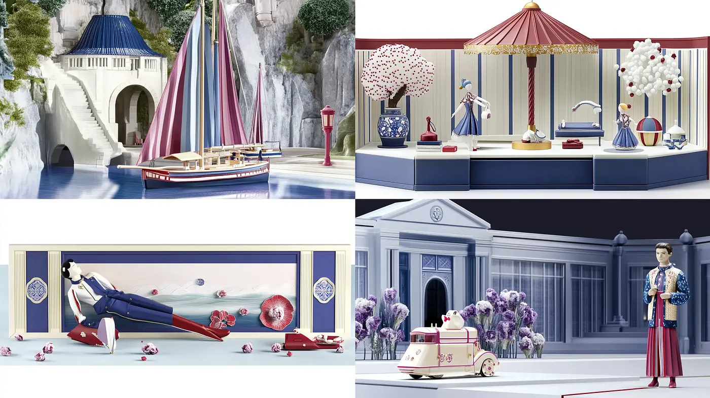 Surreal Architectural Elegance with Pastel Narratives - Midjourney sref style