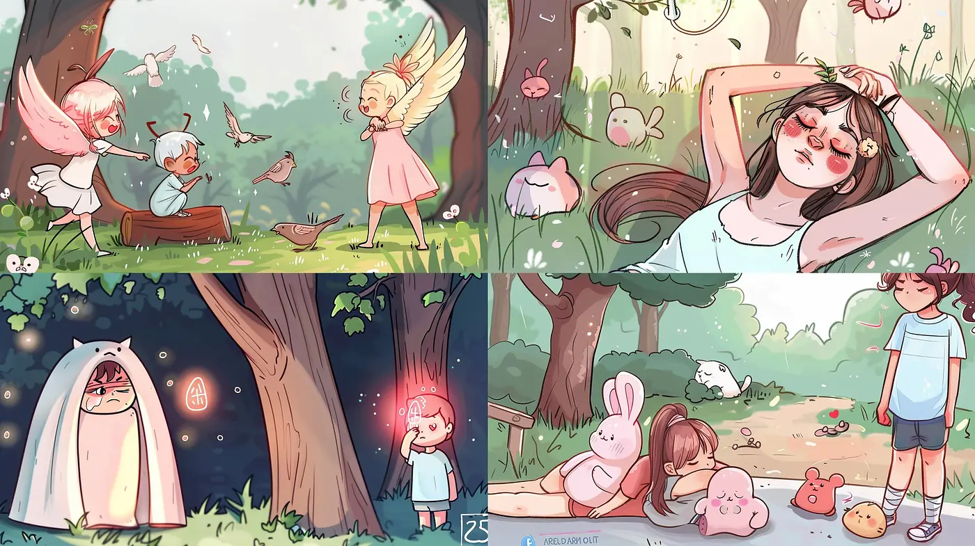 Whimsical Pastoral Scenes with Soft Storybook Aesthetics - Midjourney sref style