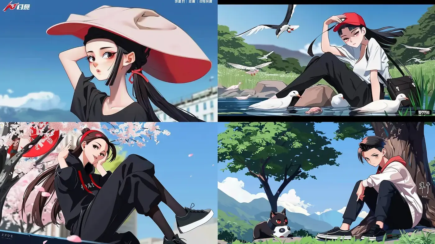 Vibrant and Playful Modern Anime Aesthetic with Nature Elements - Midjourney sref style