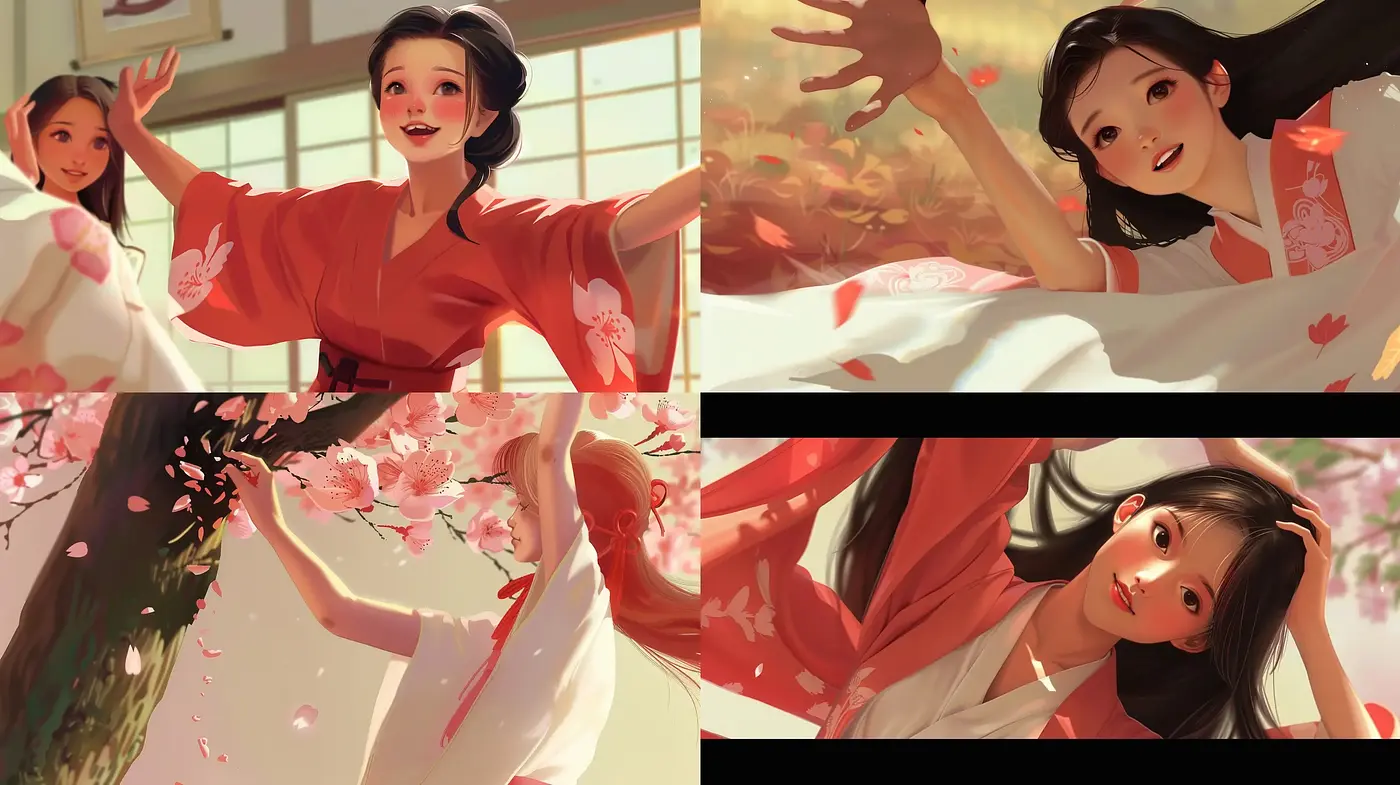 Serene Cherry Blossom Euphoria in Anime-Influenced Digital Painting - Midjourney sref style