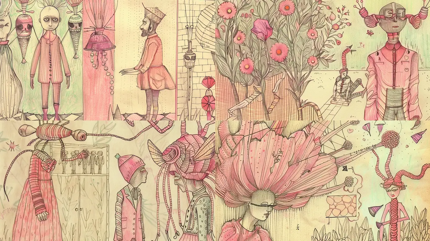Wistful Renaissance of Surreal Imaginations in Muted Pastel - Midjourney sref style