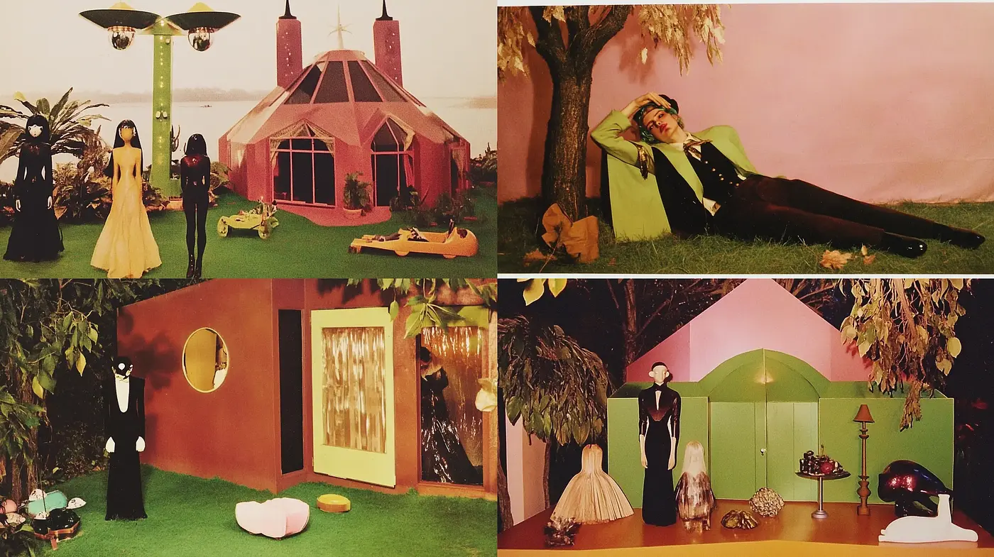Consistently Surreal Tableaus with a Retrofuturistic Palette - Midjourney sref style
