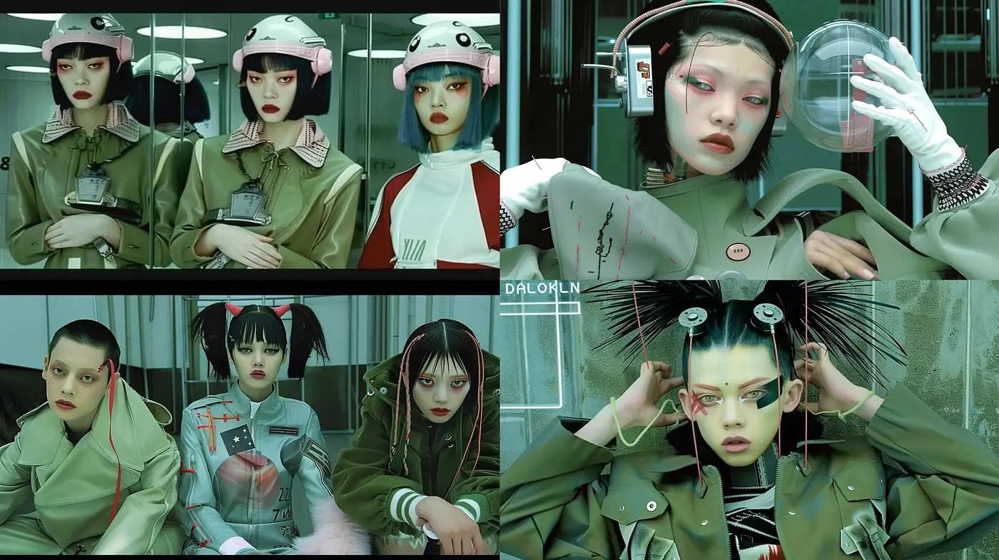 Cyberpunk Uniformity: An Evocative Fusion of Militaristic and Futuristic Aesthetics - Midjourney sref style