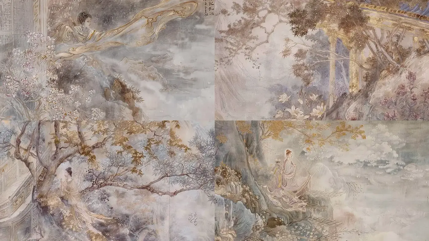 Soft and Dreamlike Aesthetic with Eastern Elements - Midjourney sref style