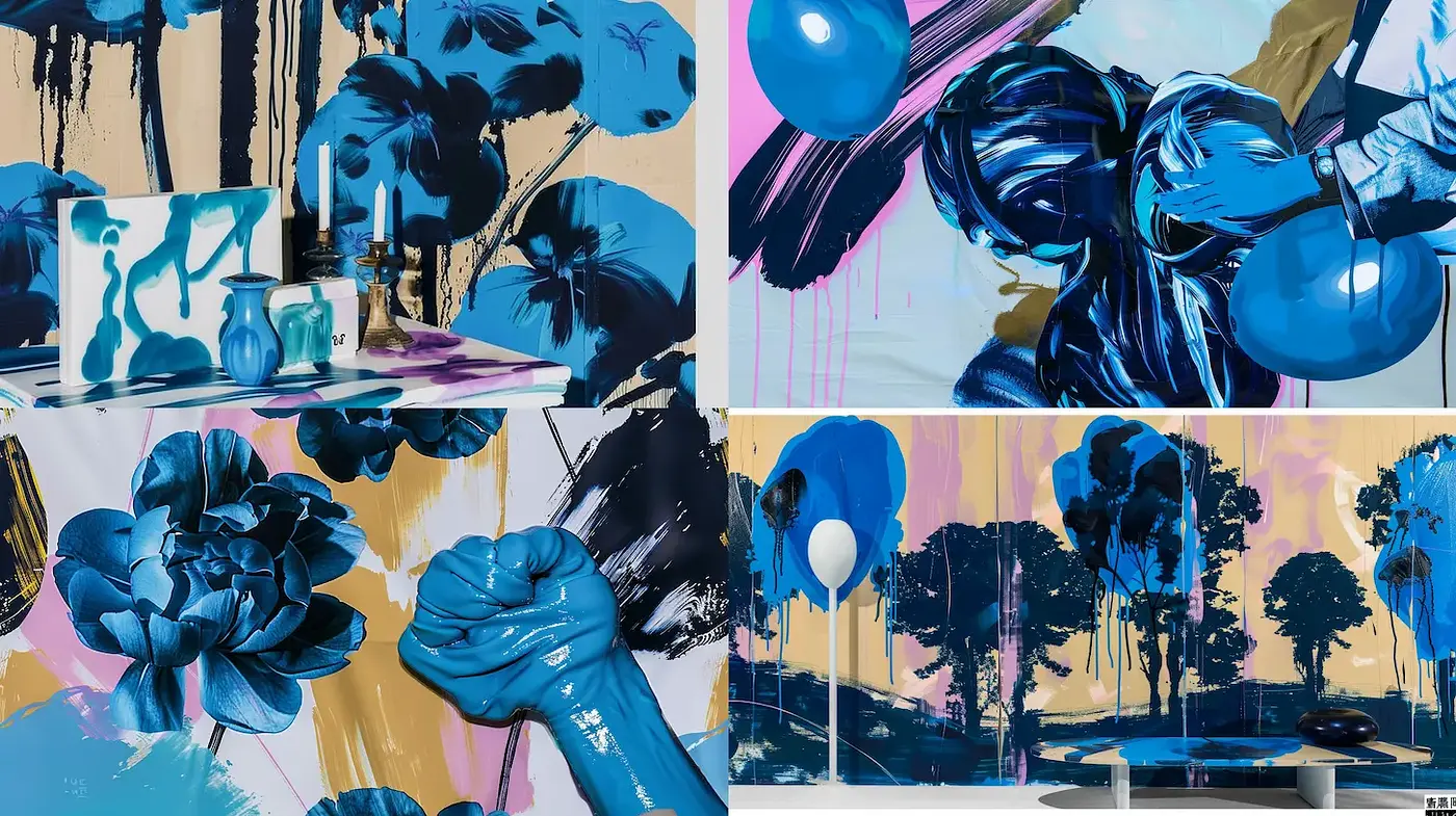 Bold and Dynamic Abstract Floral Composition with Pop Art Influences - Midjourney sref style